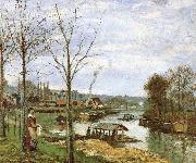 Camille Pissarro Seine River Edge France oil painting artist